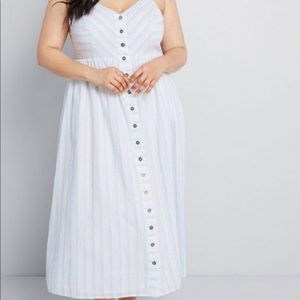 NWOT Pastel Pin Stripe Button Up Long Dress